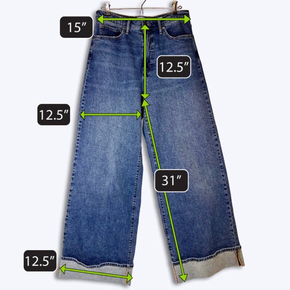 Jessica Simpson Jeans Womens 8 Freesia High Rise Wide Leg Cuffed Denim Navy Blue - Picture 4 of 8